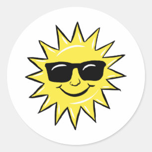 Sun in glasses classic round sticker