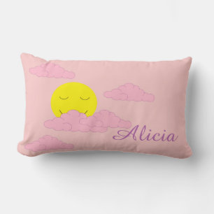 Sun in Hazy Sky: Light Pink  Lumbar Cushion