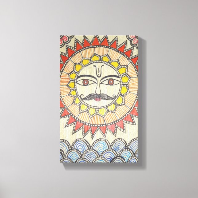 Sun in Madhubani painting style Canvas Print (Front)