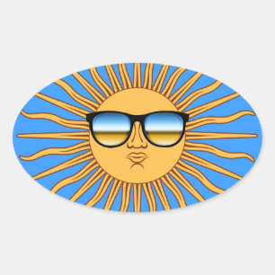 Sun in Shades Oval Sticker