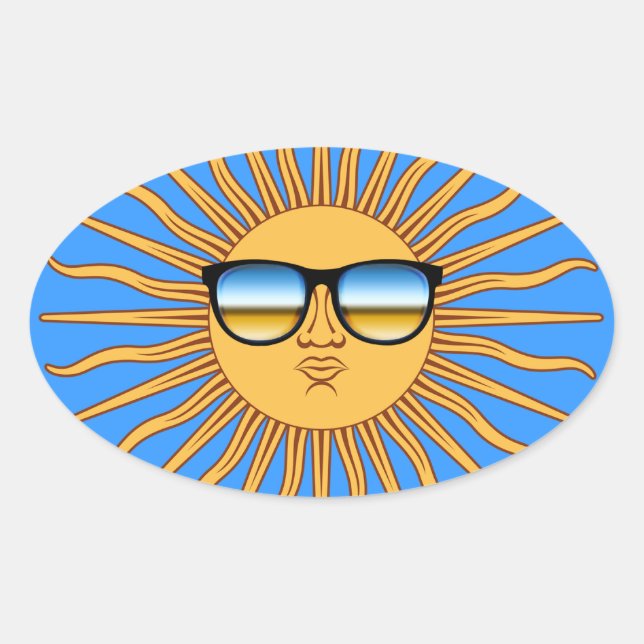 Sun in Shades Oval Sticker (Front)