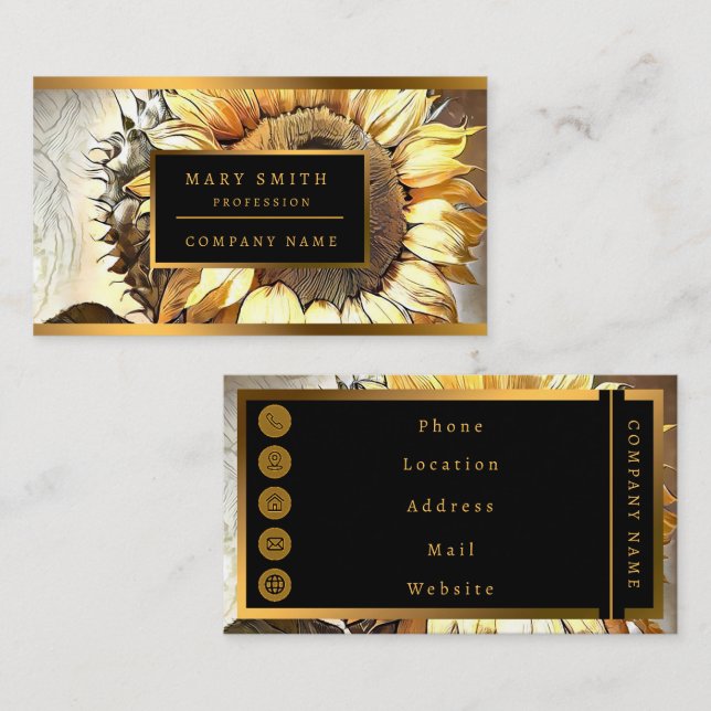 Sun In Sunflower Modern Art Collection Business Card (Front/Back)