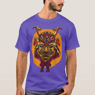 Sun Japanese Warrior Helmet Samurai Mask  (2) T-Shirt