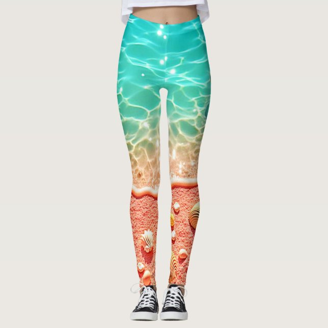 Sun-kissed Beach Shells Design Leggings (Front)