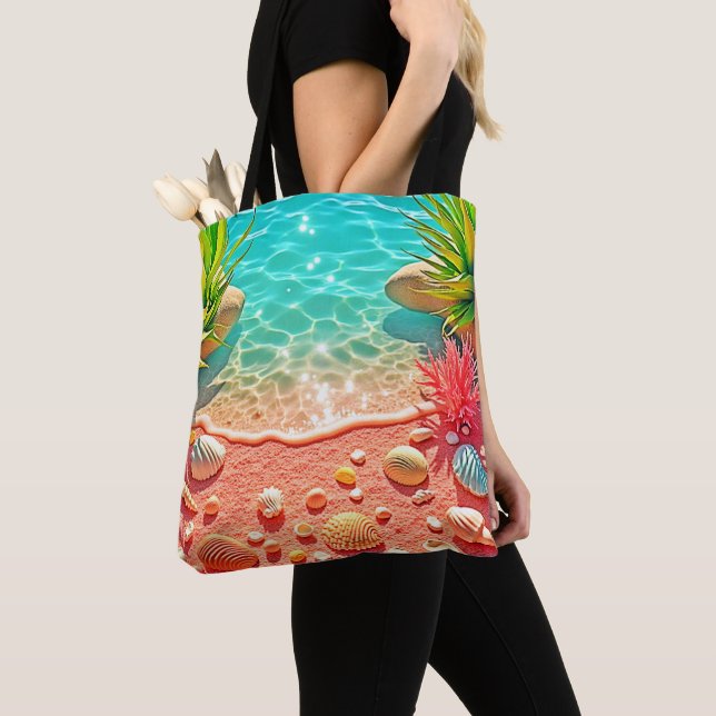 Sun-kissed Beach Shells Design Tote Bag (Close Up)