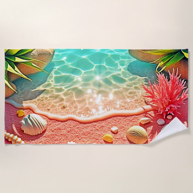 Sun-kissed Beach Shells Design Towel (Front)
