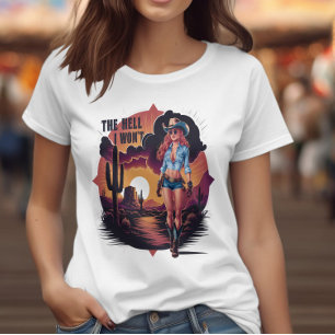 Sun-kissed Cowgirl: A Portrait of Boldness T-Shirt