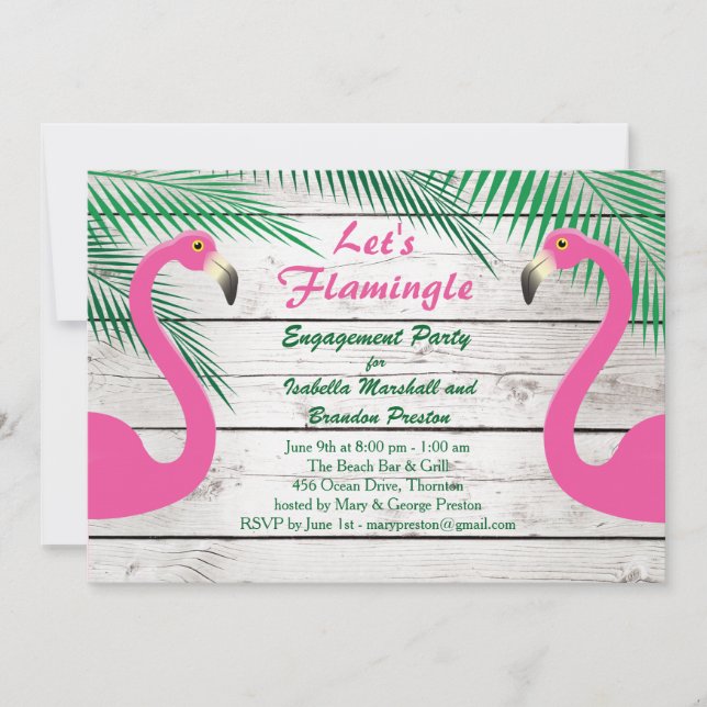 Sun Kissed Flamingo Engagement Party Invitation (Front)