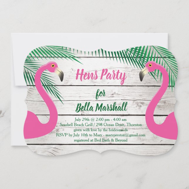 Sun Kissed Flamingo Hens Party Invitation (Front)