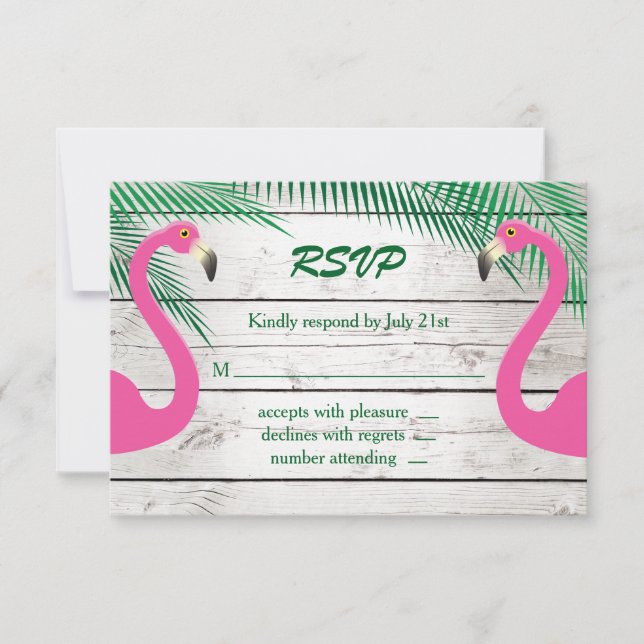 Sun Kissed Flamingo Wedding RSVP (Front)