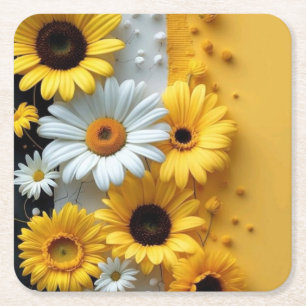 Sun-Kissed Floral RadianceiPad Smart Cover Square Paper Coaster
