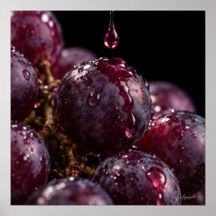 Sun-Kissed Grape Cluster Macro Photography Poster