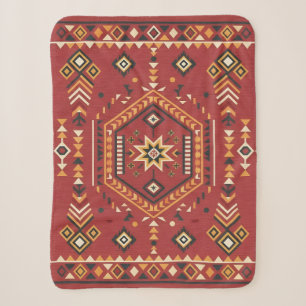 Sun-Kissed Hand-Drawn Moroccan Tribal Art Sherpa Blanket