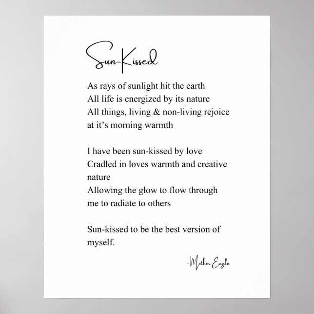 Sun-kissed nature self love encouragement poem  poster (Front)