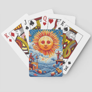 Sun-Kissed Ocean Jam: Vibrant Music Festival Art  Playing Cards