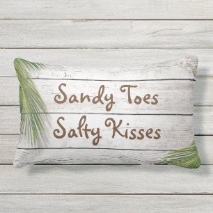 Sun Kissed Sandy Toes Salty Kisses Outdoor Pillow