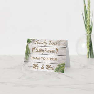 Sun Kissed Sandy Toes Salty Kisses Thank You Card