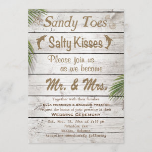 Sun Kissed Sandy Toes Salty Kisses Wedding Invite