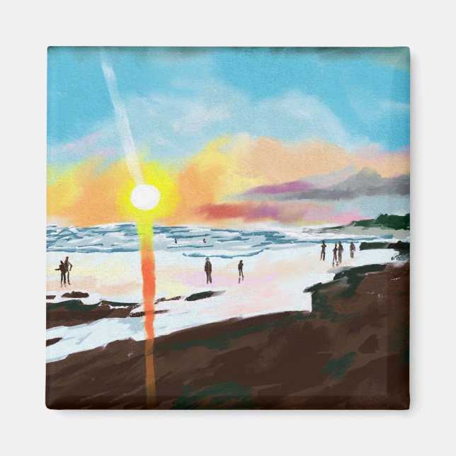 Sun-kissed Shores: Evening Harmony Magnet (Front)