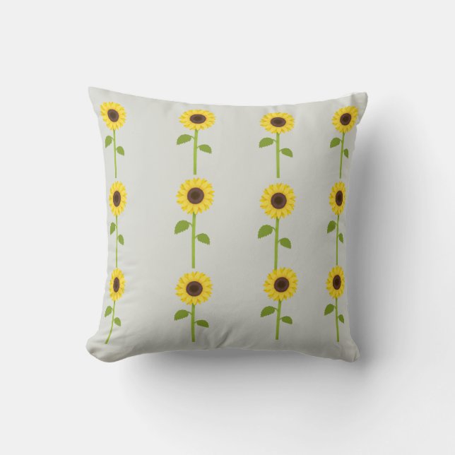 "Sun-Kissed Sunflower Square Pillow" Cushion (Front)