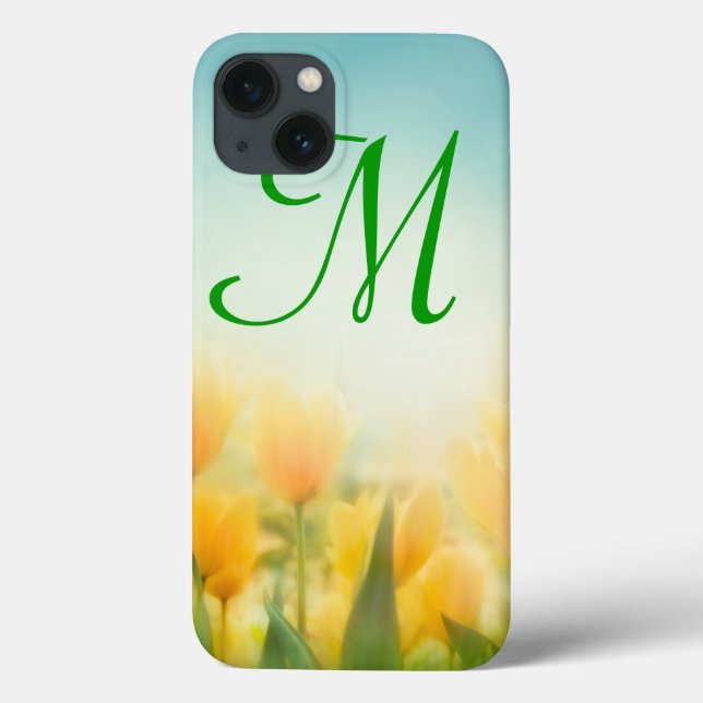 Sun Kissed Yellow Tulips Monogram IPAD Case (Back)