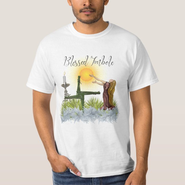 Sun Light Brigid's Cross Imbolc Celtic Wicca T-Shirt (Front)