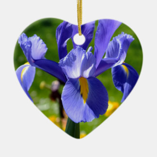 Sun light on blue iris ceramic tree decoration