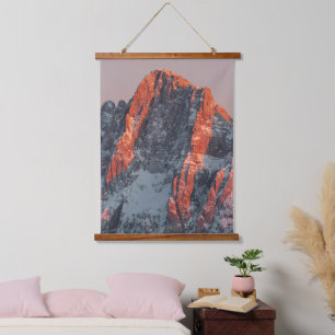 Sun light on snowy mountains hanging tapestry