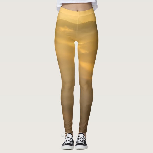 Sun light shining on morning fog leggings (Front)
