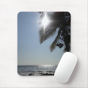 Sun lit Palm Tree Ocean Mouse Pad