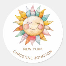 Sun Logo Classic Round Sticker