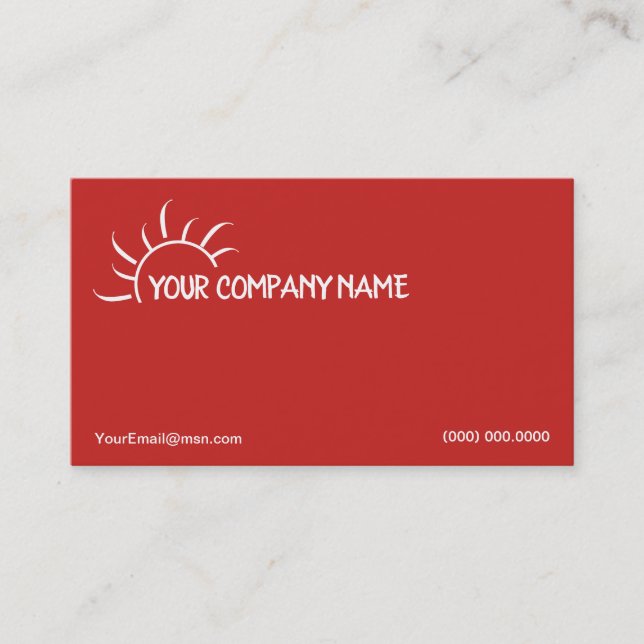 Sun Logo Red Business Card Design (Front)