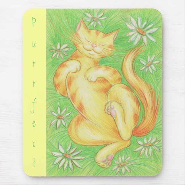 Sun Lover 'Purrfect' mousepad yellow (Front)