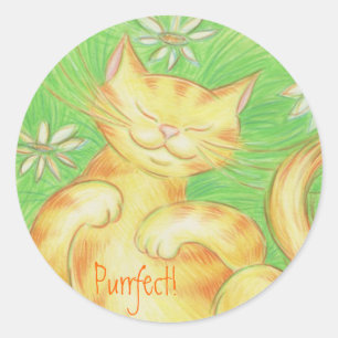 Sun Lover 'Purrfect!' sticker round