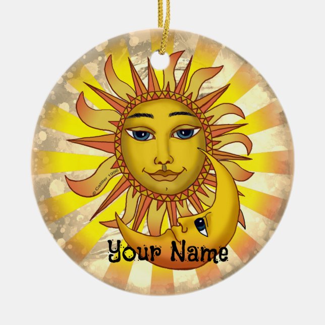 Sun Loves Moon  Ceramic Tree Decoration (Front)