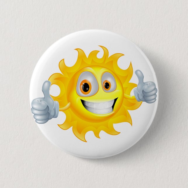 Sun man cartoon character 6 cm round badge (Front)