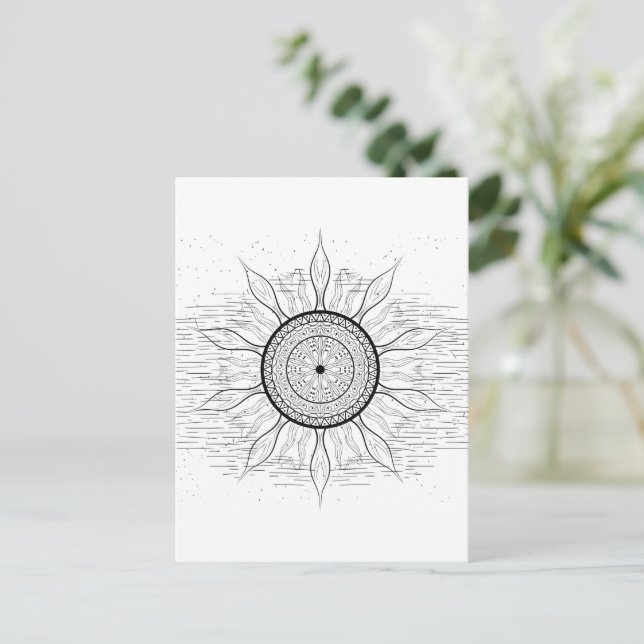 Sun Mandala 1 Holiday Postcard (Standing Front)
