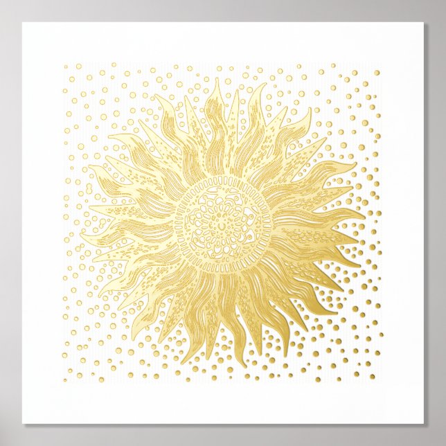 Sun Mandala Confetti Gold Foil Art Print (Front)