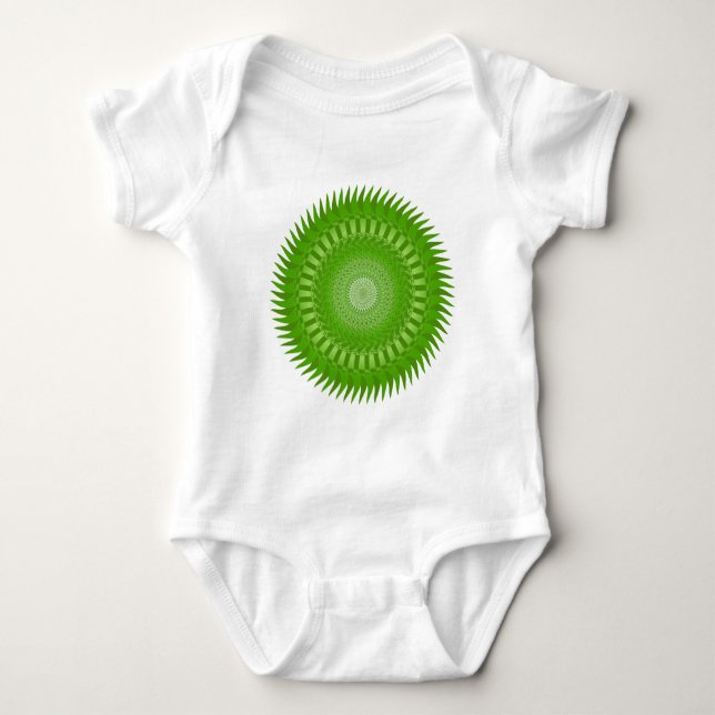 Sun Mandala green Baby Bodysuit (Front)