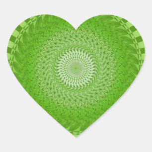 Sun Mandala green Heart Sticker