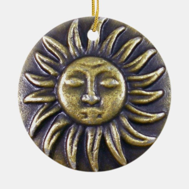 Sun Medallion Ceramic Tree Decoration (Front)