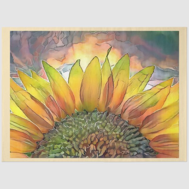 Sun Modern Art Big Sunflower Collection Tissue Paper (Front)