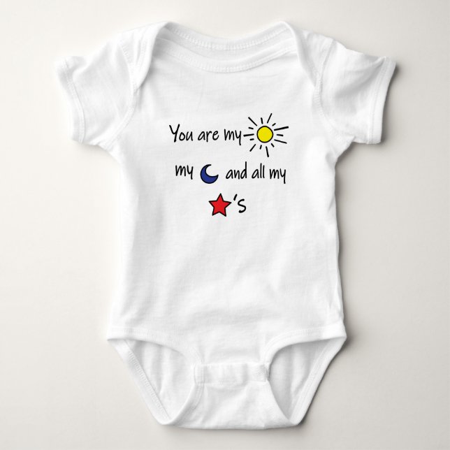 Sun Moon and Stars Baby Bodysuit (Front)