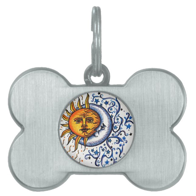 SUN MOON ART DESIGN PET NAME TAG (Front)