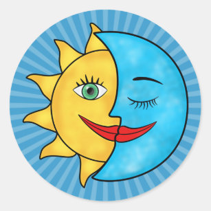 Sun Moon Classic Round Sticker