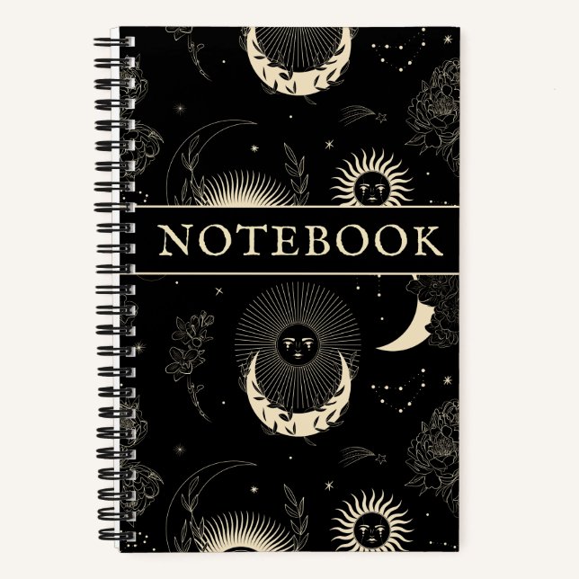 Sun Moon Cosmic Vintage Spiral Notebook (Front)