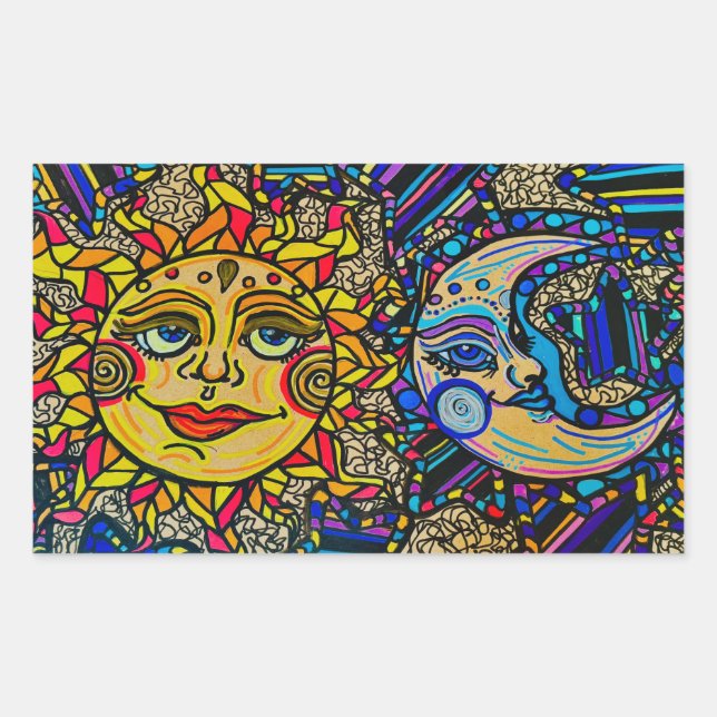 Sun Moon Duality Rectangular Sticker (Front)