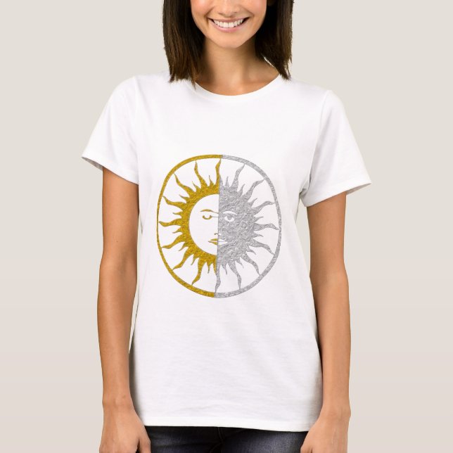 SUN & MOON - gold silver T-Shirt (Front)