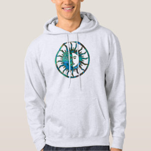 SUN & MOON in blue, gold & silver Hoodie