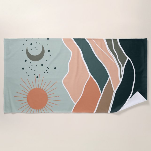 Sun & Moon Mountains Beach Towel (Front)